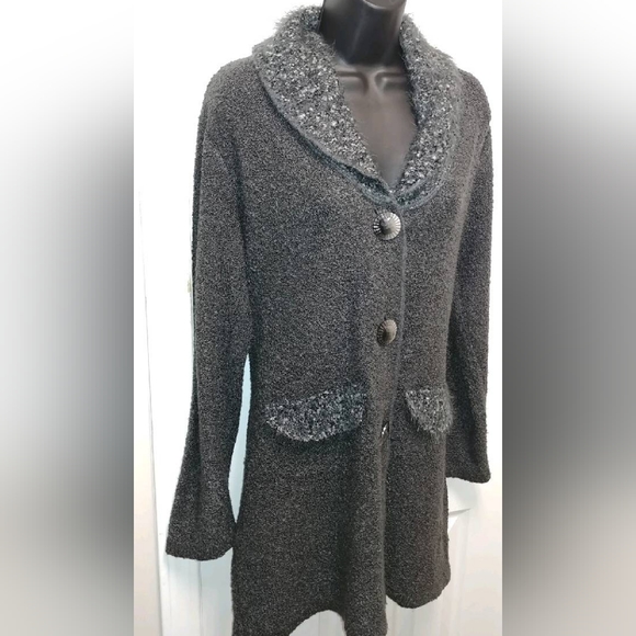 Papa black and grey boucle coat - Picture 2 of 6